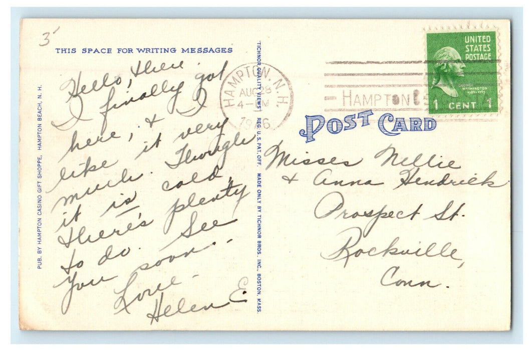 1946 Hampton Harbor Yacht Club, Hampton Beach New Hampshire NH Postcard