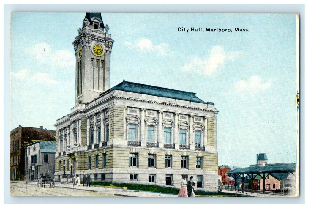 1911 Scene in City Hall, Marlboro, Massachusetts MA Antique Postcard