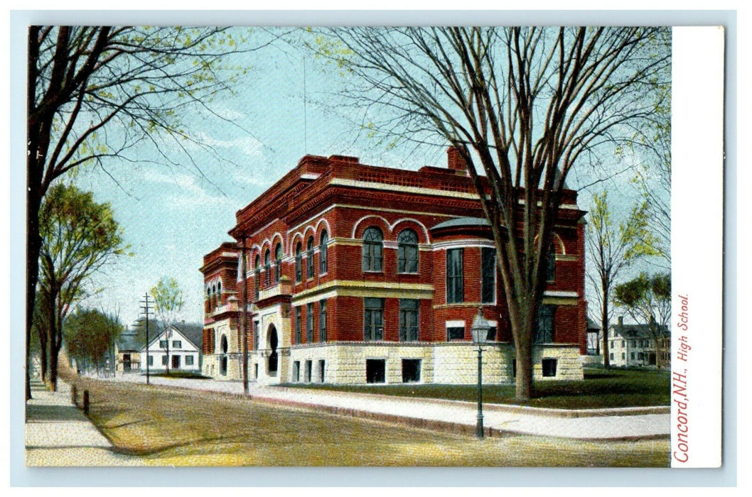 c1905 High School Building Street View Concord New Hampshire NH Postcard