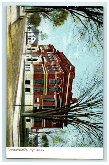c1905 High School Building Street View Concord New Hampshire NH Postcard