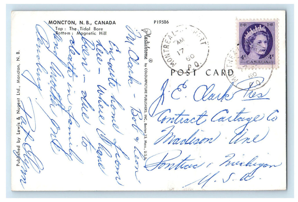 1960 Multiview, Greetings from Moncton New Brunswick Canada Posted Postcard