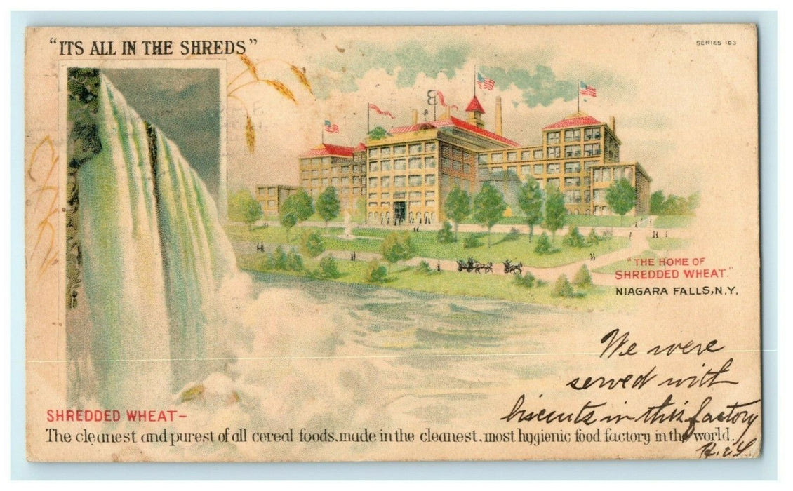 1907 Shredded Wheat Niagara Falls Advertising NY New York Factory Postcard