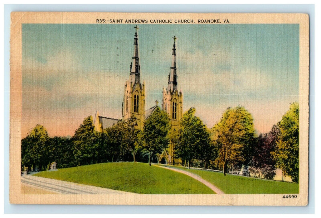 1941 Saint Andrews Catholic Church Roanoke Virginia VA Vintage Postcard