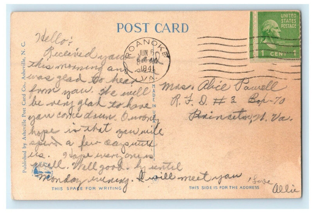 1941 Saint Andrews Catholic Church Roanoke Virginia VA Vintage Postcard