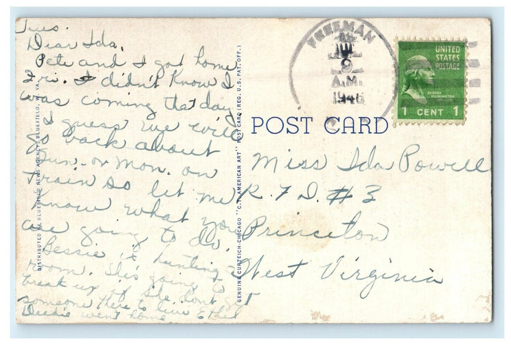 1946 High Cliffs Along The Norfolk And Western Railroad Freeman WV Postcard