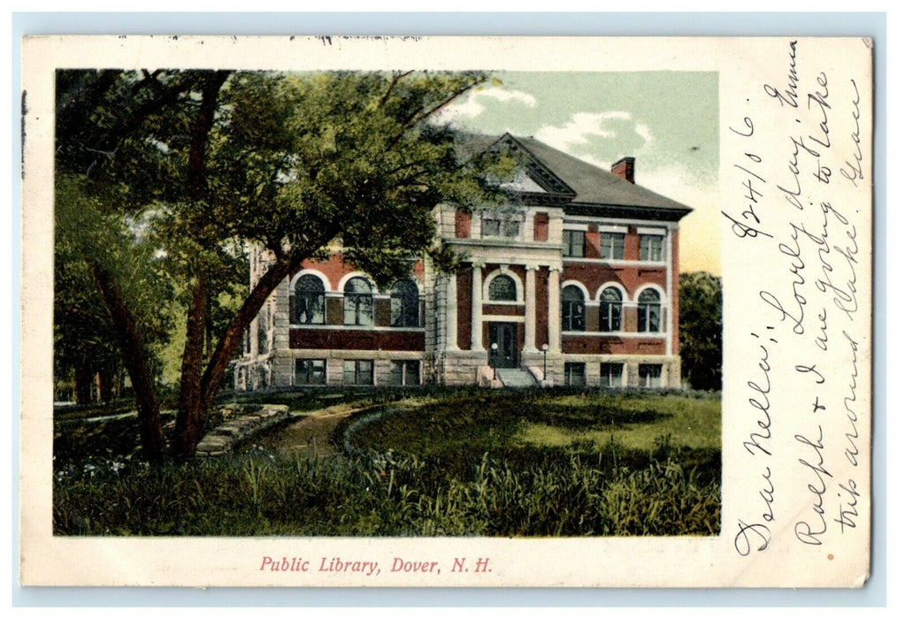 1906 The Public Library Dover New Hampshire NH Posted Antique Postcard