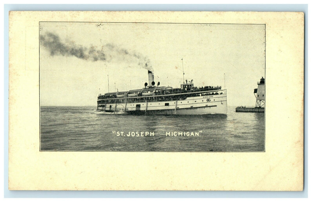 c1900 St. Joseph Michigan Steamer G&M Line Boat MI Unposted PMC Postcard