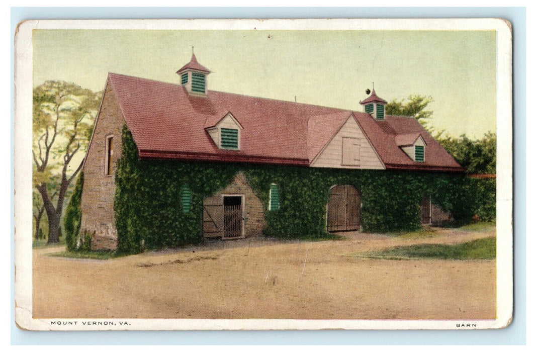 Mount Vernon Virginia Thomas Jefferson 1926 Carriage House Old Vintage Postcard