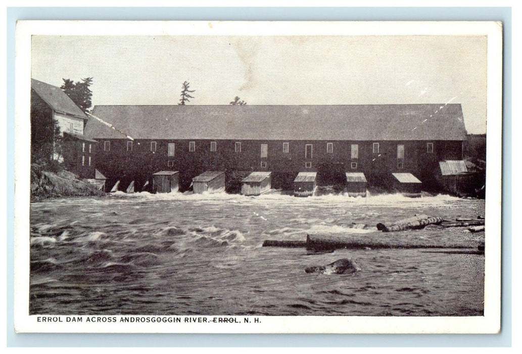 c1910 Errol Dam Across Androsgoggin River Errol New Hampshire NH Postcard