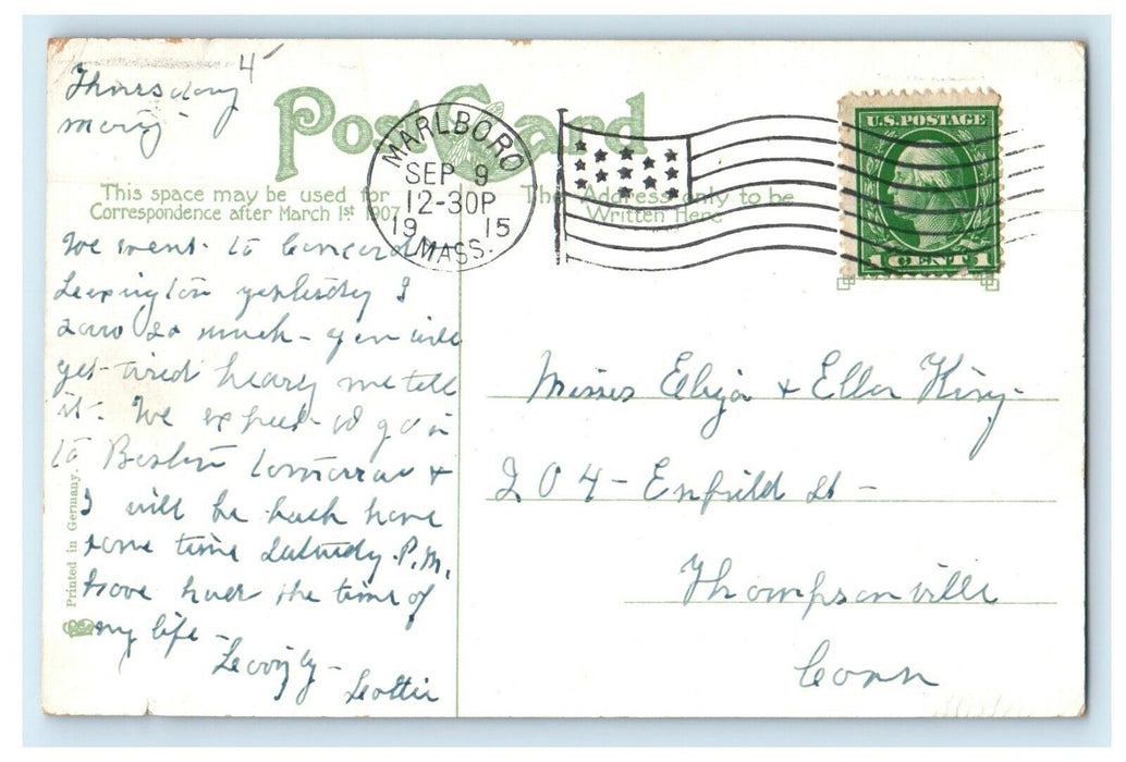 1915 Marlboro Hospital, Marlboro, Massachusetts MA Antique Postcard