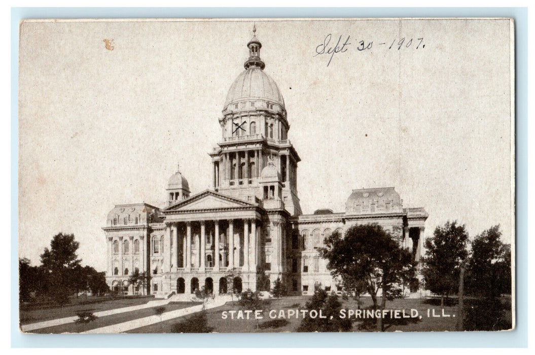 1907 State Capitol Springfield Illinois IL Unposted Antique Postcard