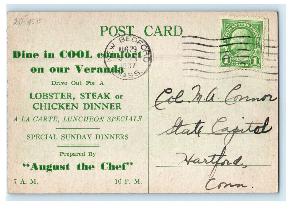1937 The Kopper Kettle, Mattapoisett Massachusetts MA Advertising Postcard