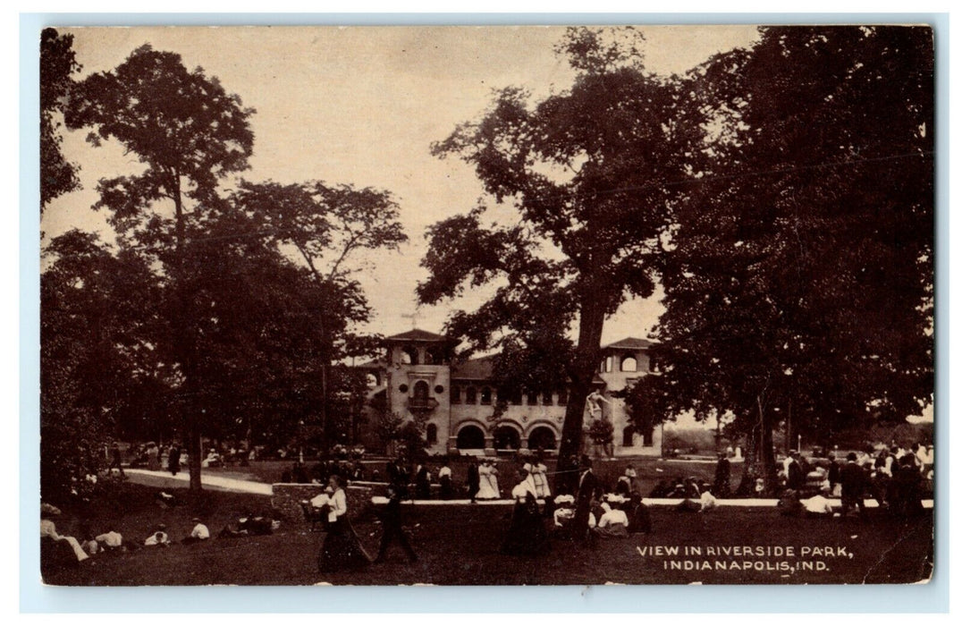 c1910 View of Riverside Park Indianapolis Indiana IN German Antique Postcard