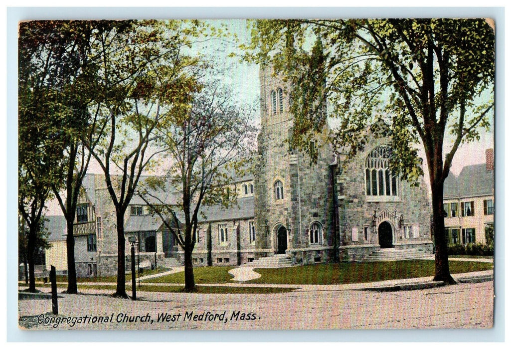 1911 Congregational Church, West Medford, Massachusetts MA Postcard