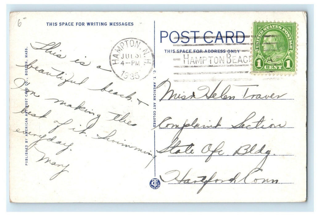 1935 Band Stand and Casino, Ocean Avenue, New Hampshire NH Cancel Postcard