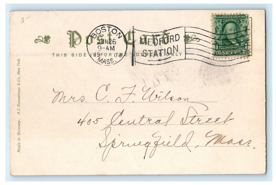 1908 Spot Pond, Medford Massachusetts MA Antique Medford Station Cancel Postcard