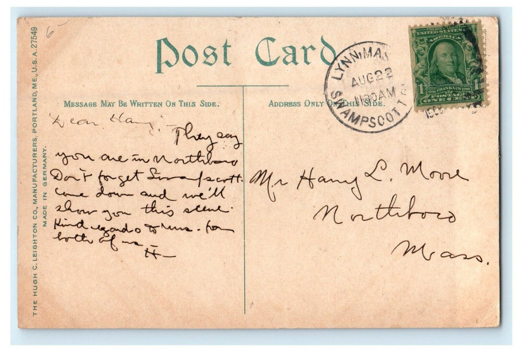 1908 Surf Scene Swampscott, Massachusetts MA Antique Posted Postcard