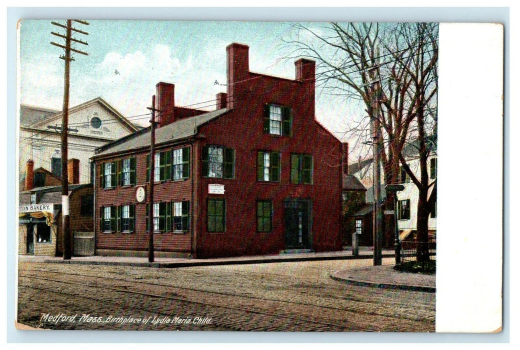 1908 Lydia Maria Child House, Medford Massachusetts MA Antique Postcard