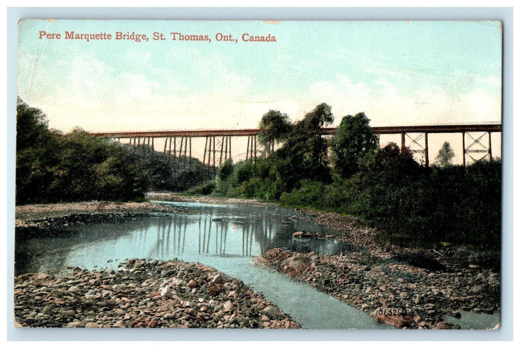 1909 Pere Marquette Bridge, St Thomas Ontario Canada Antique Posted Postcard