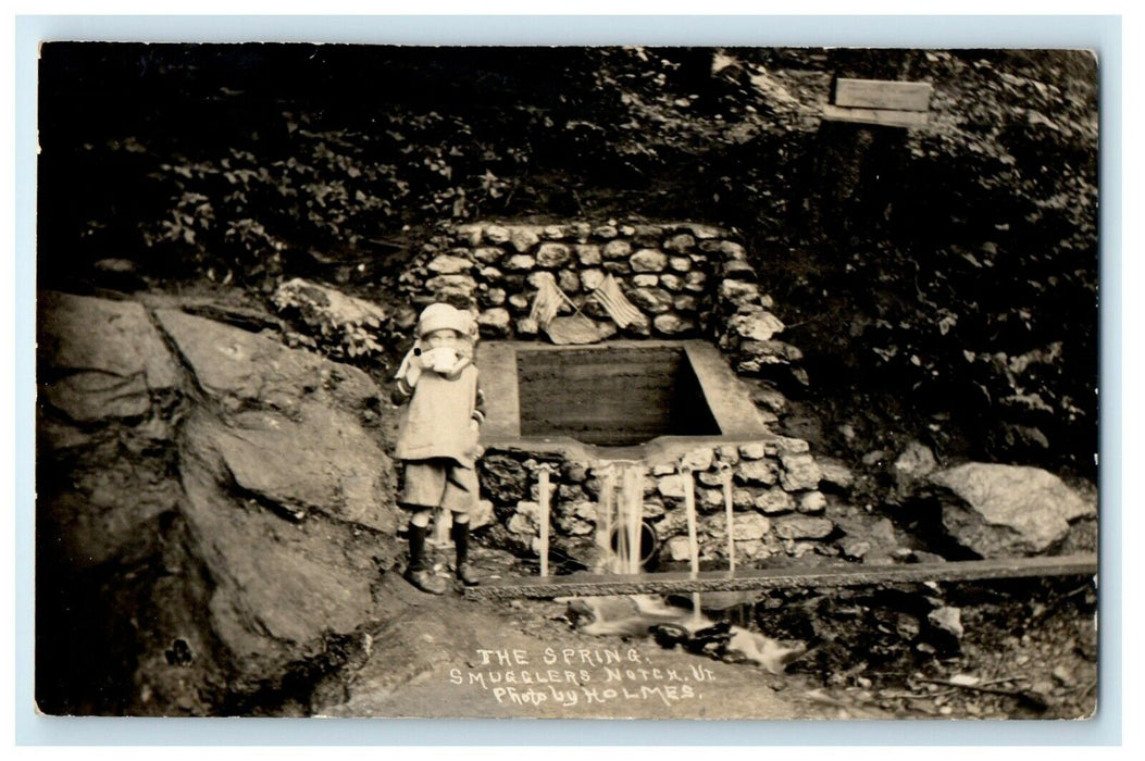 c1920's The Spring  Smugglers Notch Vermont VT RPPC Photo Vintage Postcard