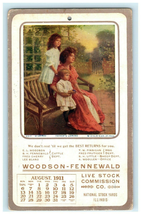1911 National Stock Yards Illinois IL Vandalia Calendar MO Advertising Postcard