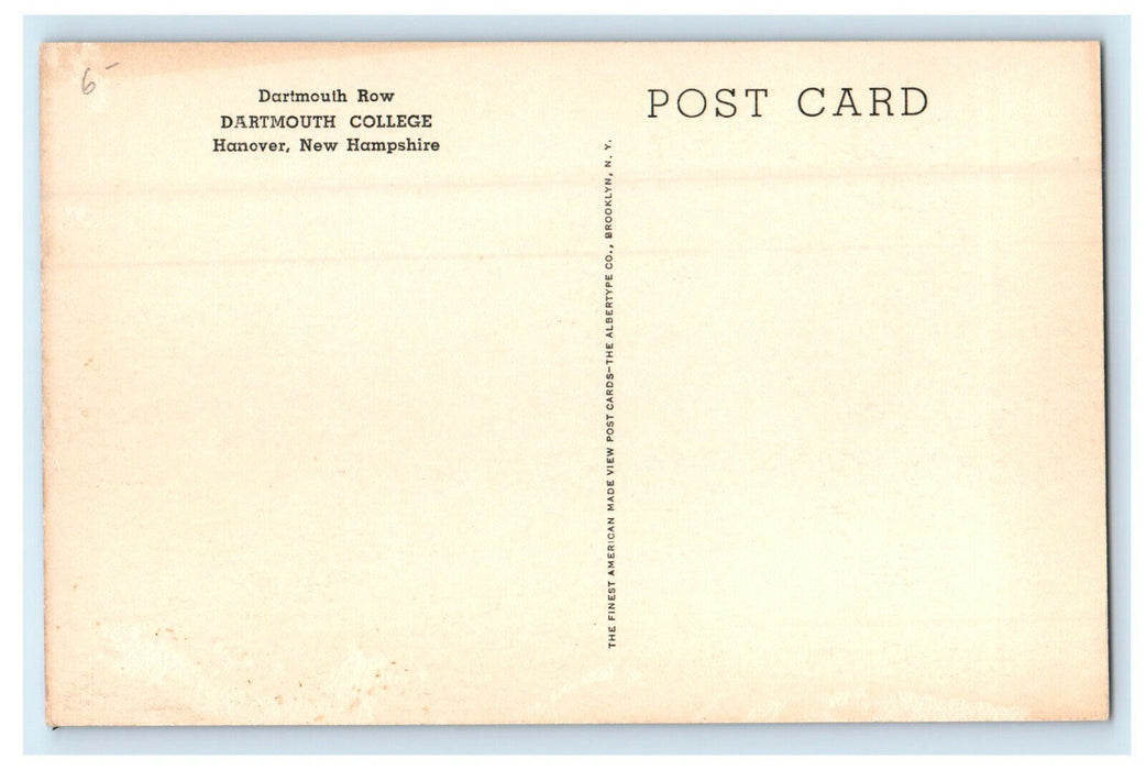 c1920s Dartmouth Row, Dartmouth College Hanover New Hampshire NH Postcard