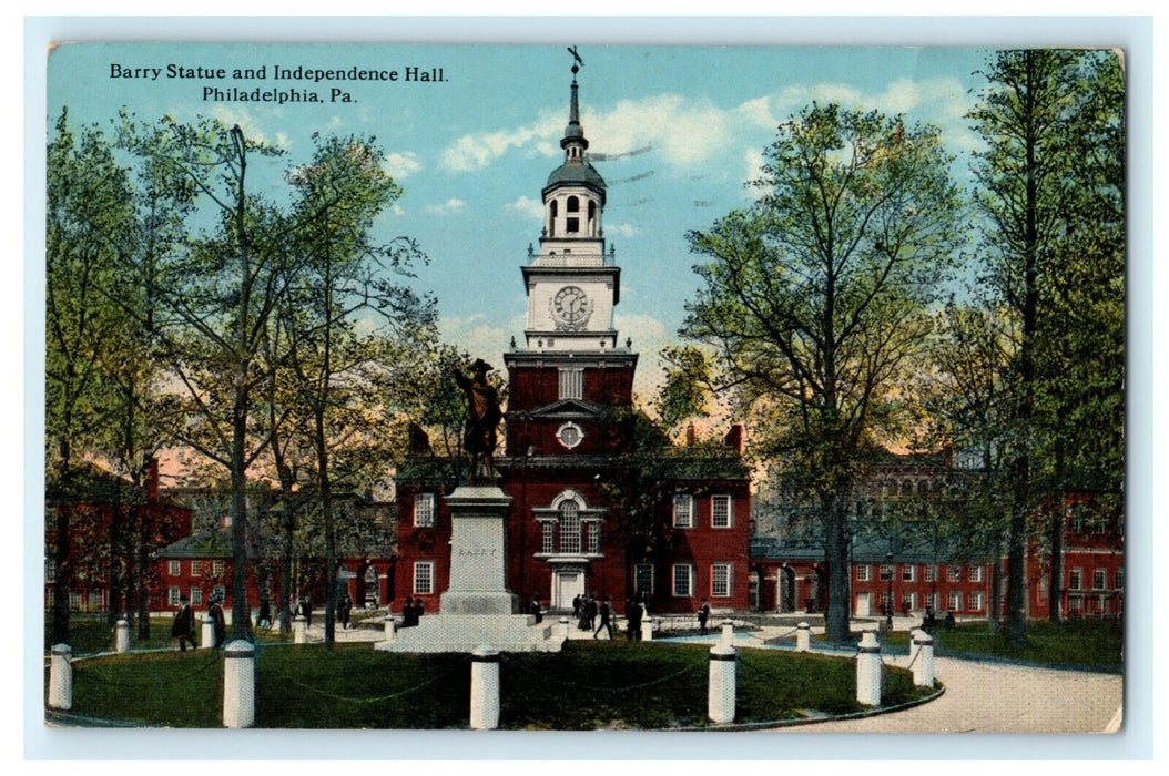 Barry Statue Independence Hall Philadelphia PA Pennsylvania Old Vintage Postcard