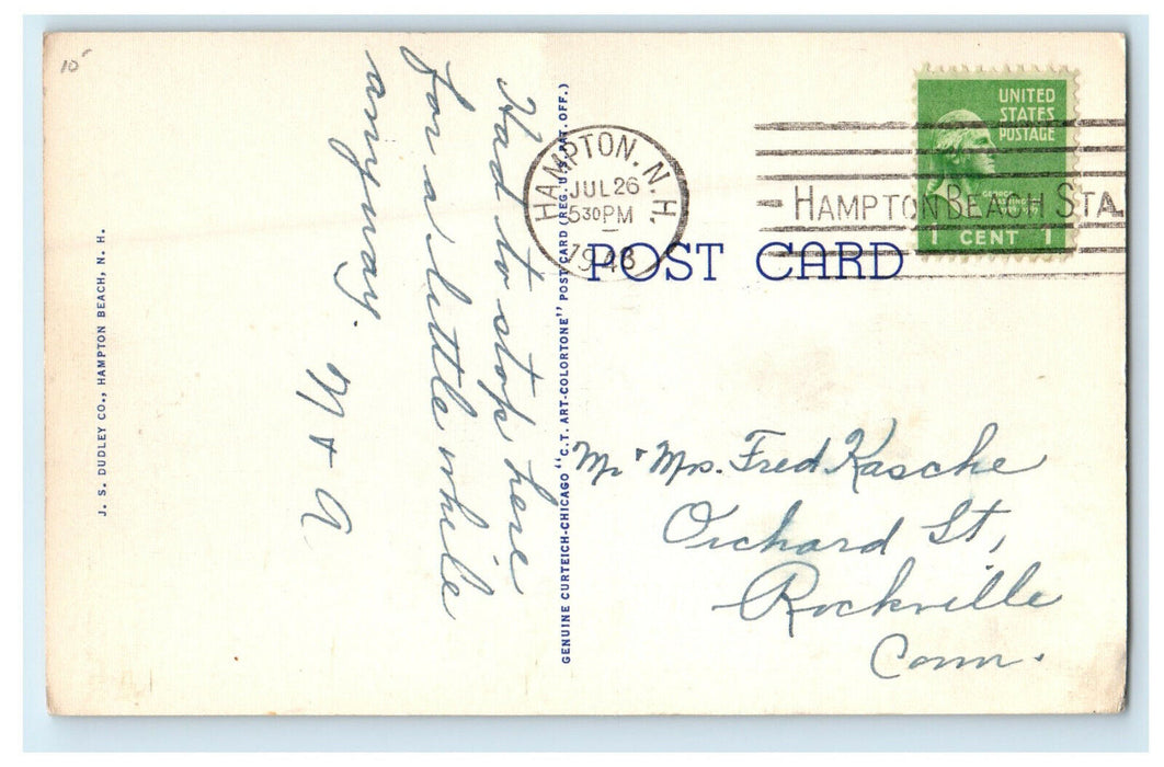 1948 The Ashworth Hampton Beach New Hampshire NH Posted Postcard