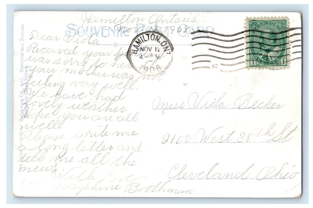 1908 Old Entrance to Dundurn Castle, Hamilton Ontario Canada Souvenir Postcard
