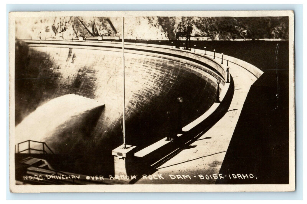 1926 Driveway Over Arrow Rock Dam Boise Idaho ID RPPC Photo Postcard