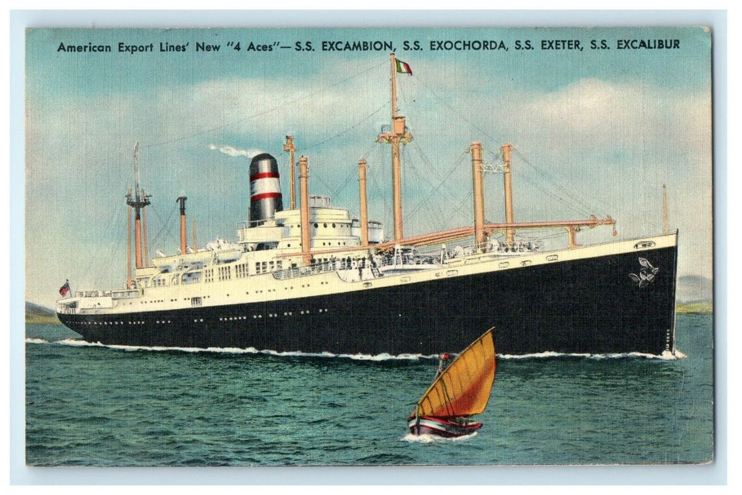 American Export Lines 4 Aces S.S Excambion Exochorda Exeter Excalibur Postcard