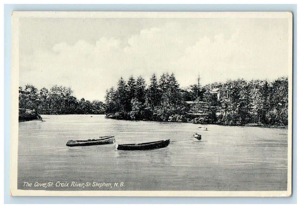 c1910 Two Boats, The Cove St. Croix River St Stephen New Brunswick CA Postcard
