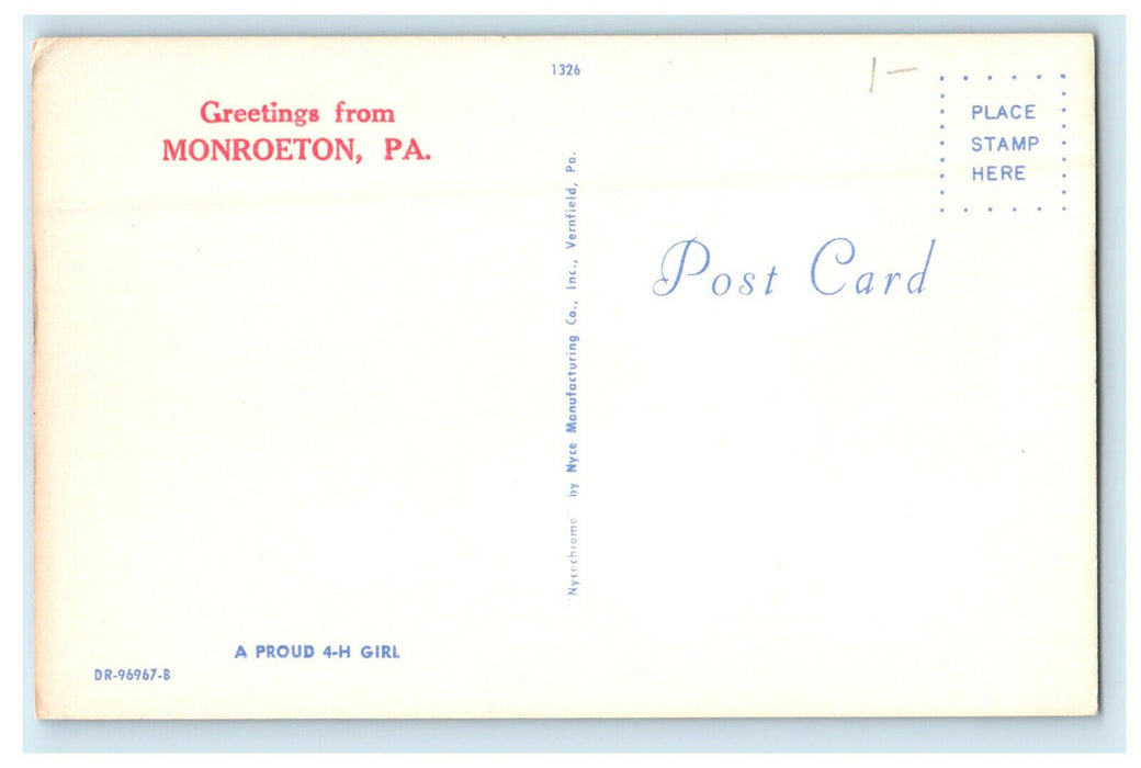 c1950s Putting Rope in Cow, Greetings from Monroeton Pennsylvania PA Postcard