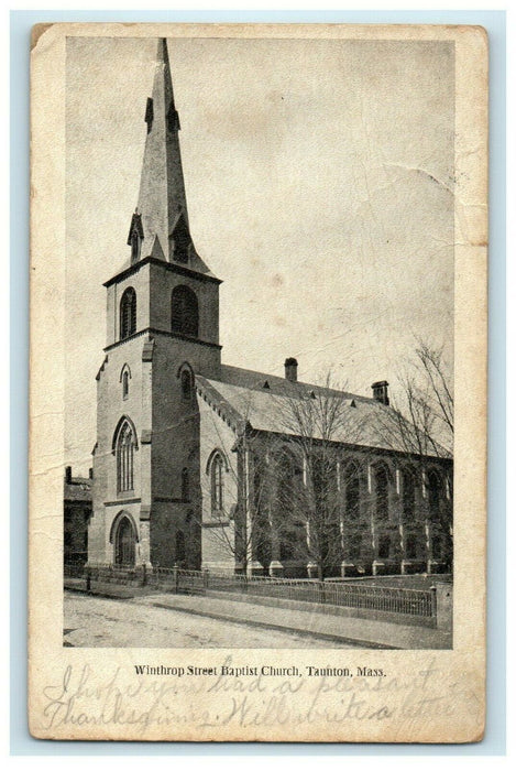 1916 Winthrop Street, Baptist Church, Taunton, Massachusetts MA Postcard