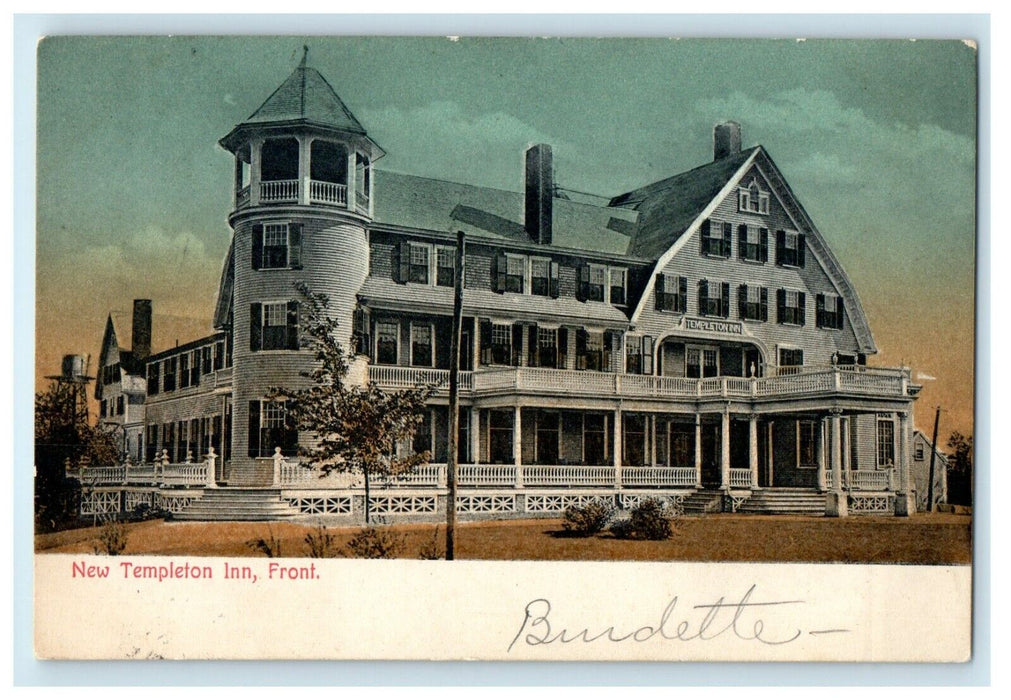 1907 New Templeton Inn Front, Taunton, Massachusetts MA Antique Postcard