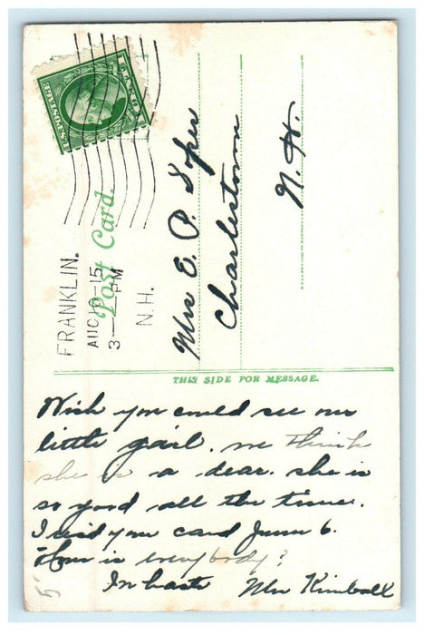 1915 View Of Unitarian Church Franklin New Hampshire NH Posted Antique Postcard
