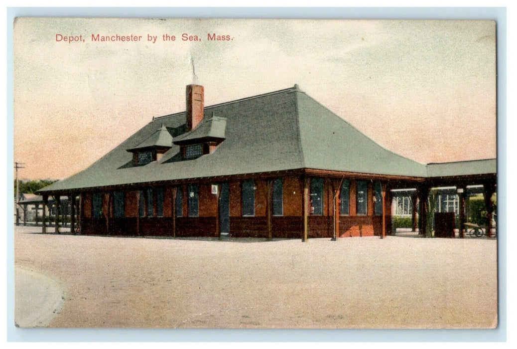 1908 Depot Manchester By The Sea Massachusetts MA Antique Postcard