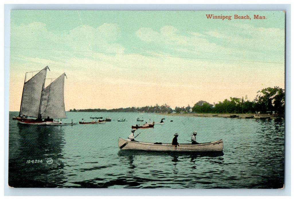 c1910 Boats Scene Winnipeg Beach Winnipeg Manitoba Canada Unposted Postcard