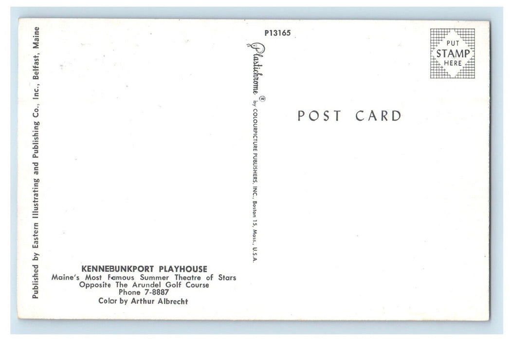 c1950's Kennebunkport Playhouse Summer Theater Of Stars Maine ME Postcard
