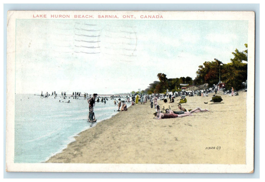 1926 Lake Huron Beach Sarnia Ontario Canada Posted Vintage Postcard