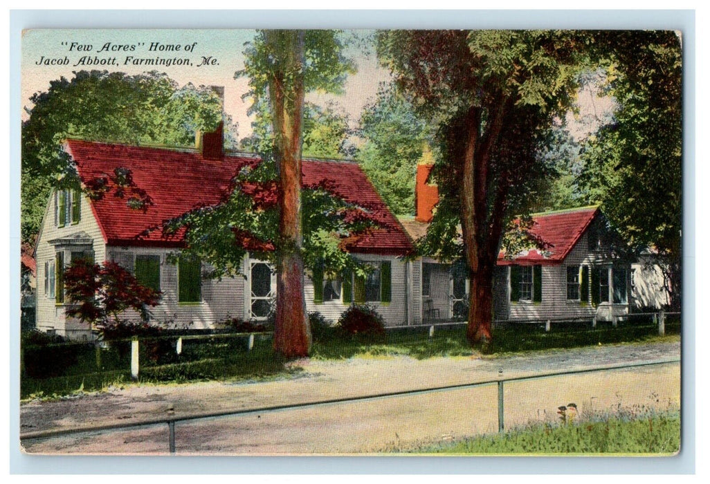 c1910's Home Of Jacob Abbott Farmington Maine ME Unposted Antique Postcard