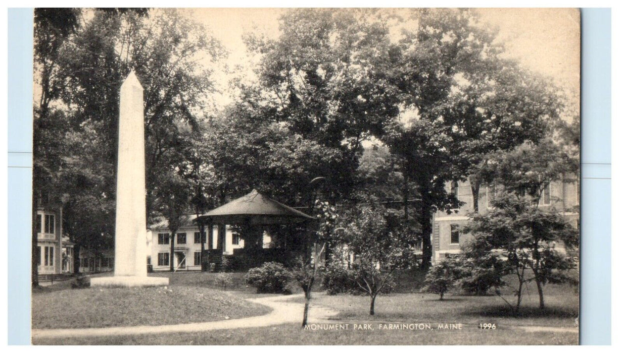 c1910's View Of Monument Park Pavilion Farmington Maine ME Vintage Postcard