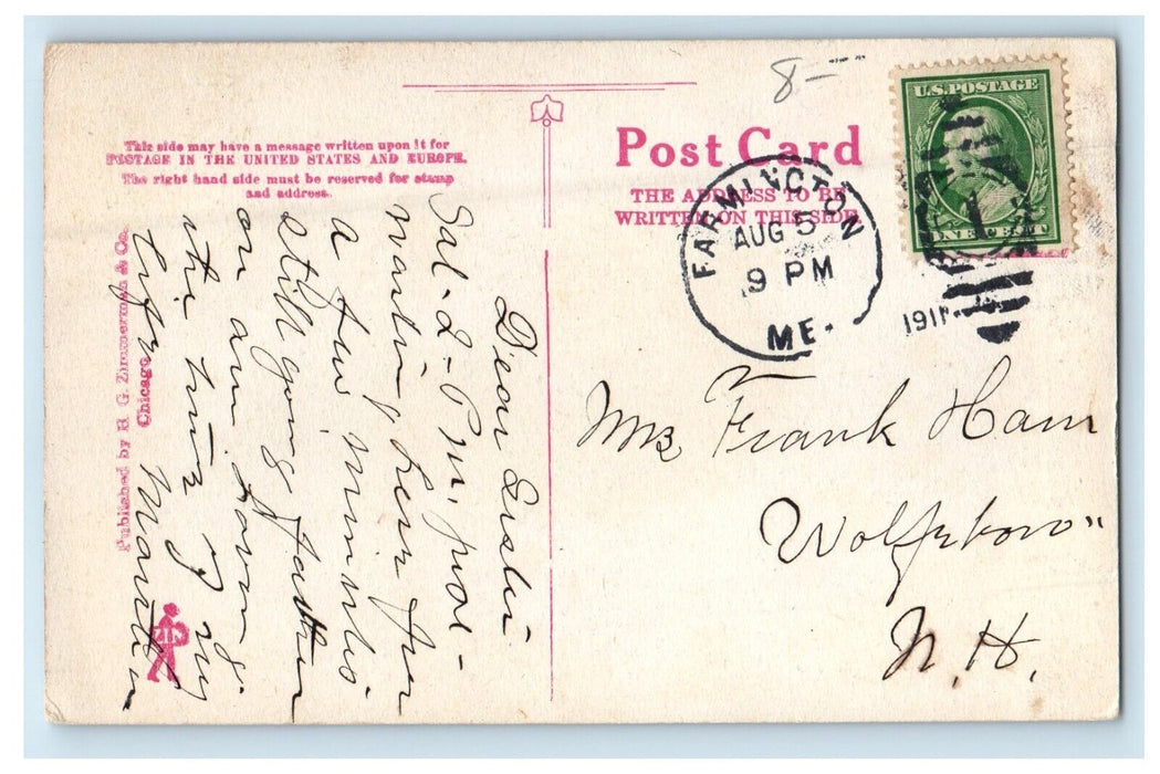 1910 Normal School Farmington Maine ME Posted Antique Postcard