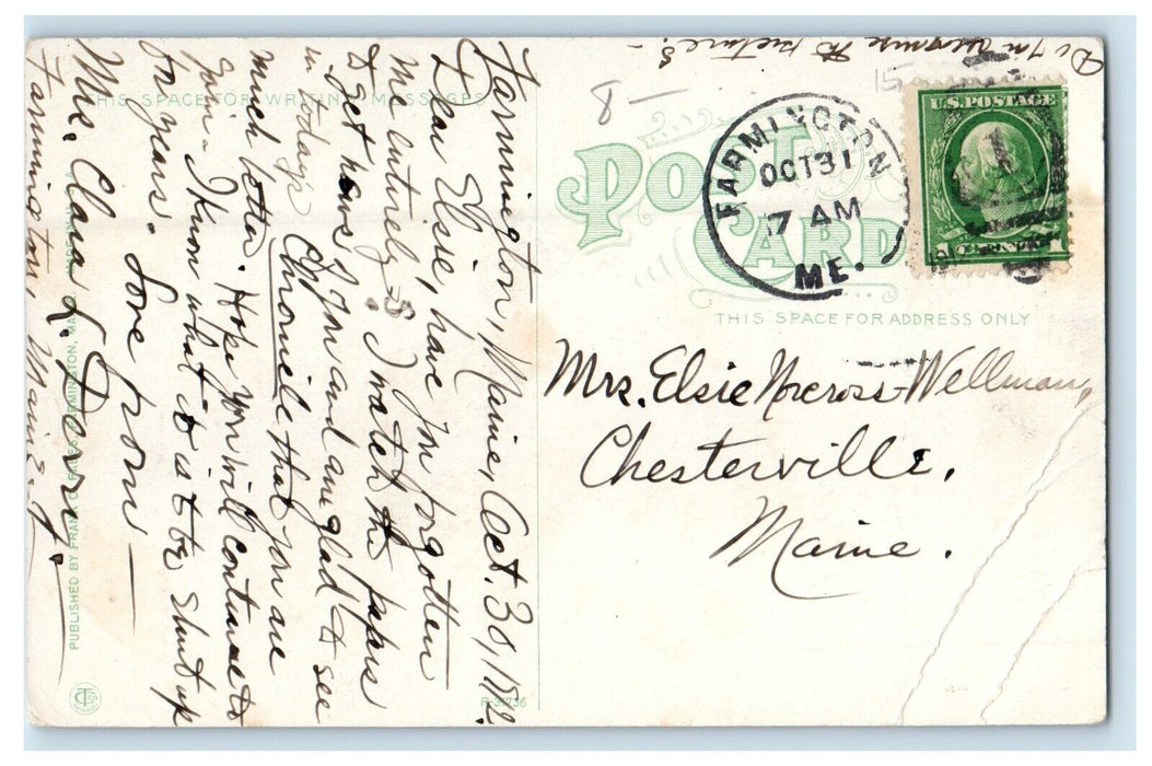 1912 State Normal School Building Farmington Maine ME Posted Antique Postcard