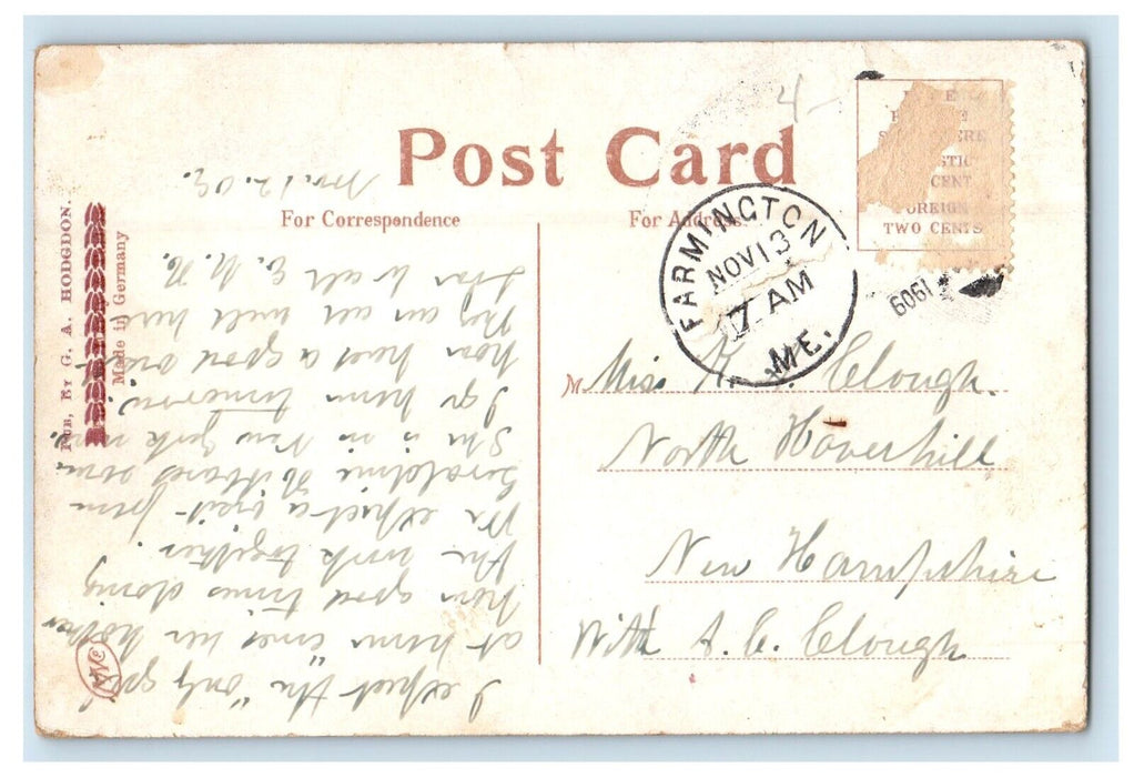 1909 View Of Sandy River From Centre Bridge Farmington Maine ME Antique Postcard