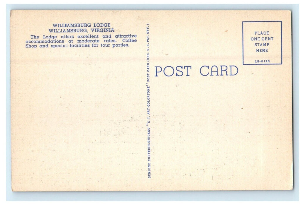 c1940's Williamsburg Lodge Williamsburg Virginia VA Unposted Vintage Postcard