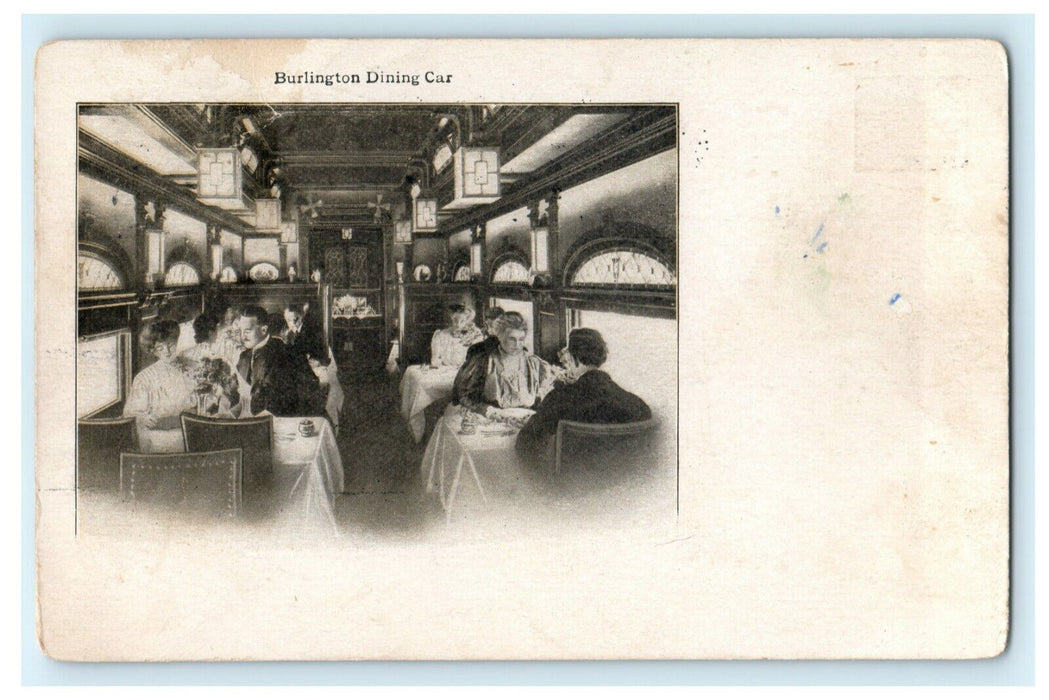Burlington Dining Car 1910 Restaurant Eating Postcard Vintage