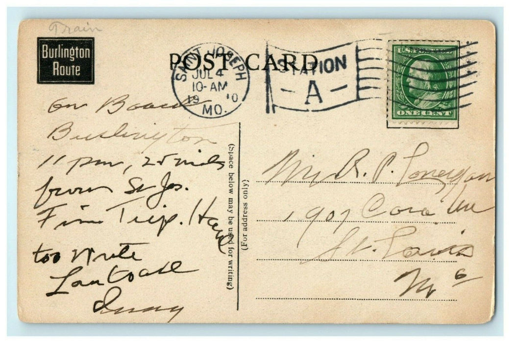 Burlington Dining Car 1910 Restaurant Eating Postcard Vintage