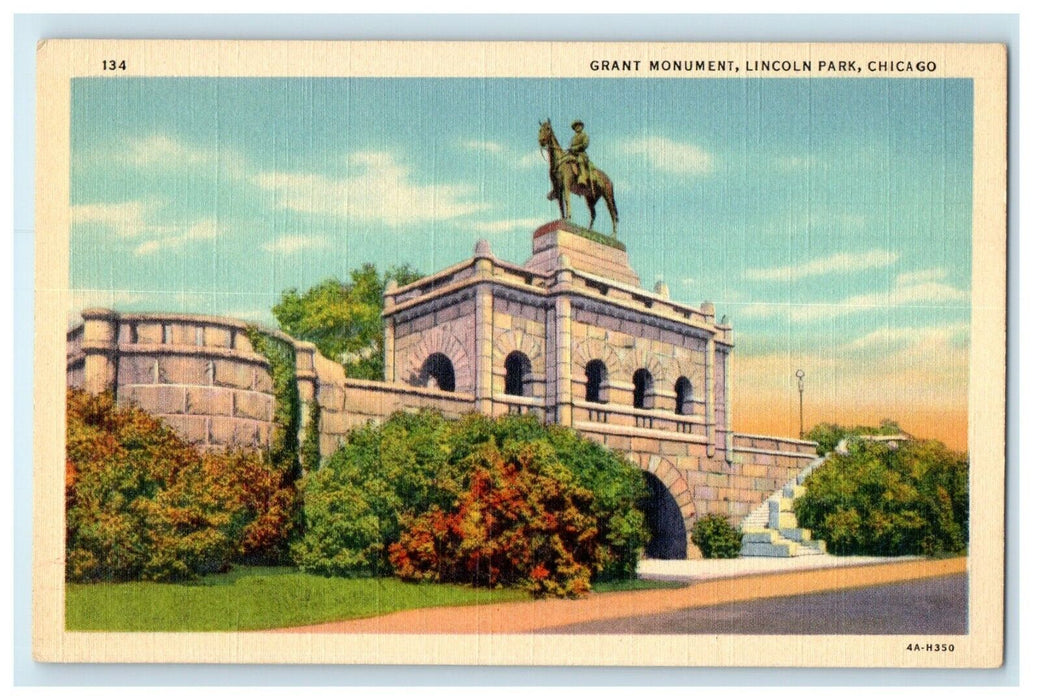 c1930's Grant Monument Lincoln Park Chicago Illinois IL Vintage Postcard