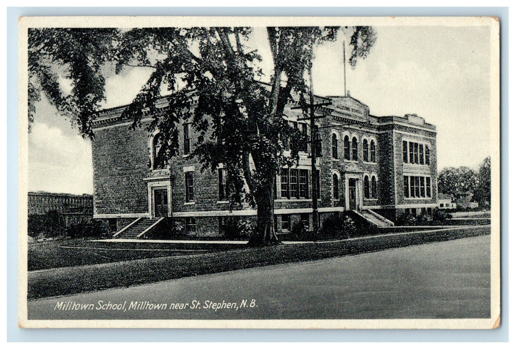 c1910 Milltown School Milltown Near St. Stephen New Brunswick Canada Postcard